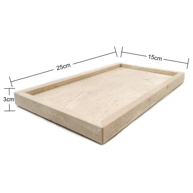 מגש אבן טרוורטין מלבני לשידה ולאמבטיה | דגם Travertine Vanity Tray - My Store