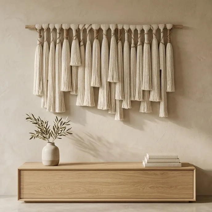 שטיח קיר מקורמה ענקי עם גדילים | דגם Grand Boho Macrame
