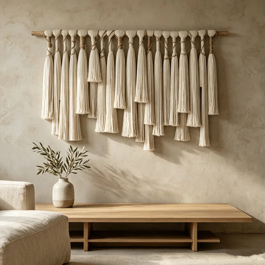שטיח קיר מקורמה ענקי עם גדילים | דגם Grand Boho Macrame