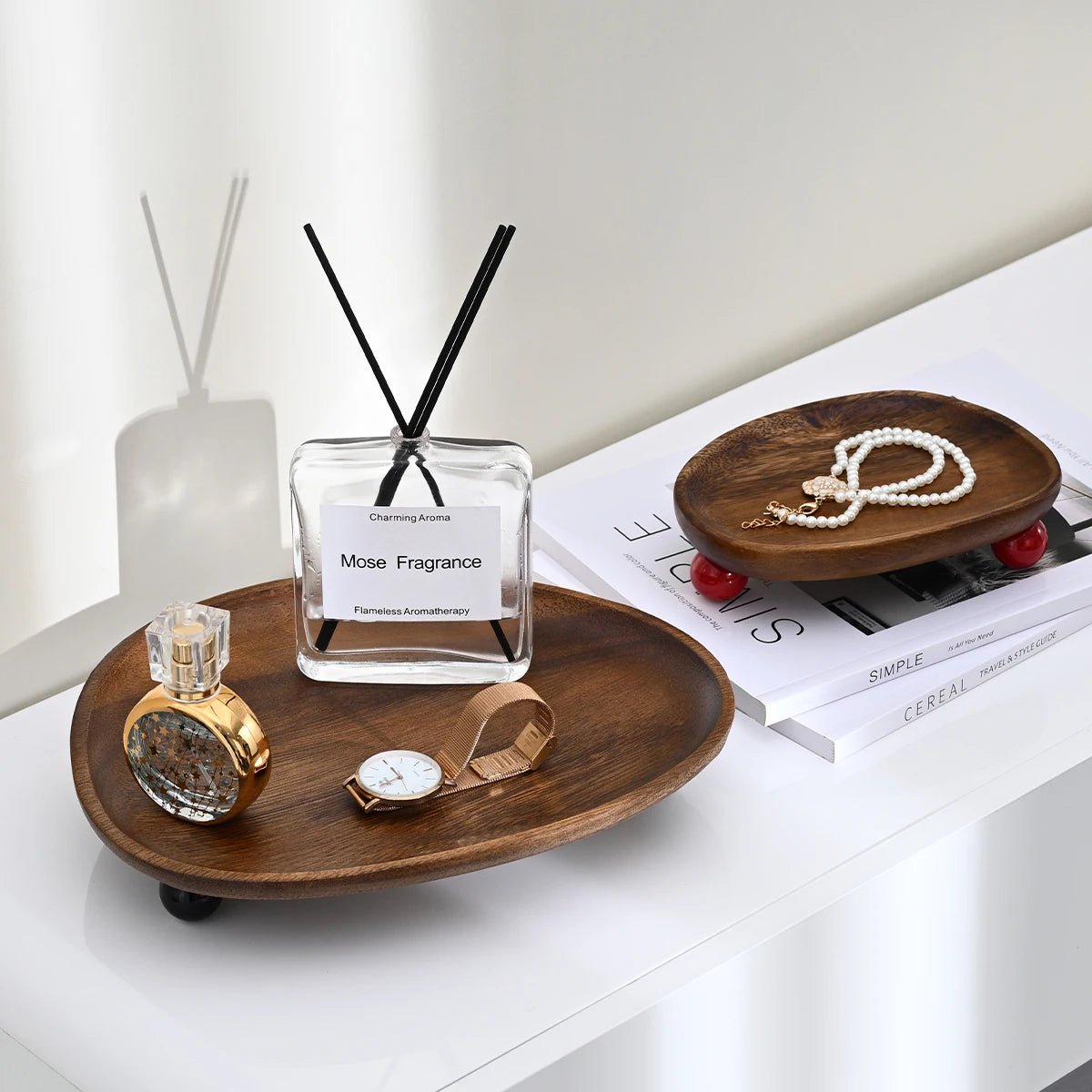 מגש עץ אגוז אורגני דקורטיבי | דגם Organic Walnut Tray - My Store