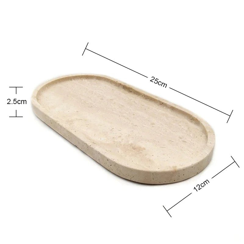 מגש אבן טרוורטין מלבני לשידה ולאמבטיה | דגם Travertine Vanity Tray - My Store