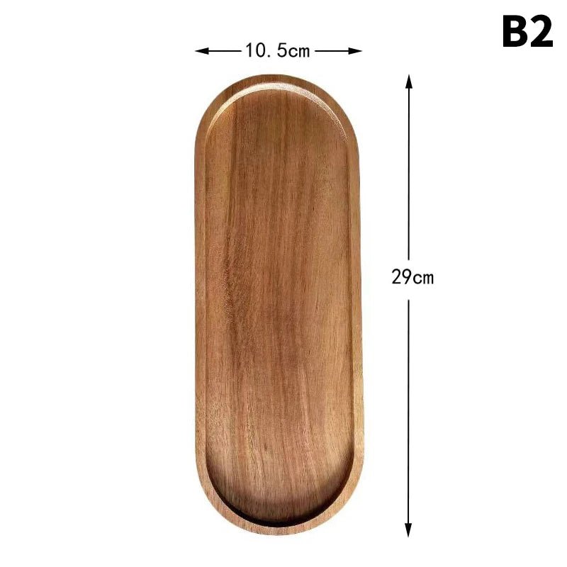 מגש עץ מלא אליפטי בסגנון ג'פנדי | דגם Zen Wood Tray - My Store