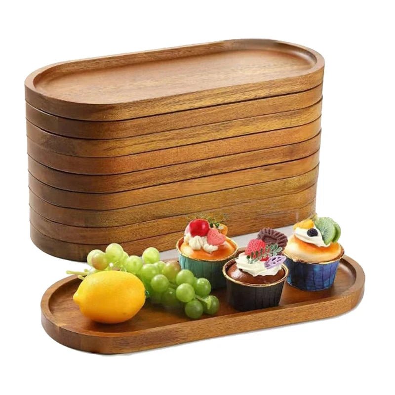 מגש עץ מלא אליפטי בסגנון ג'פנדי | דגם Zen Wood Tray - My Store