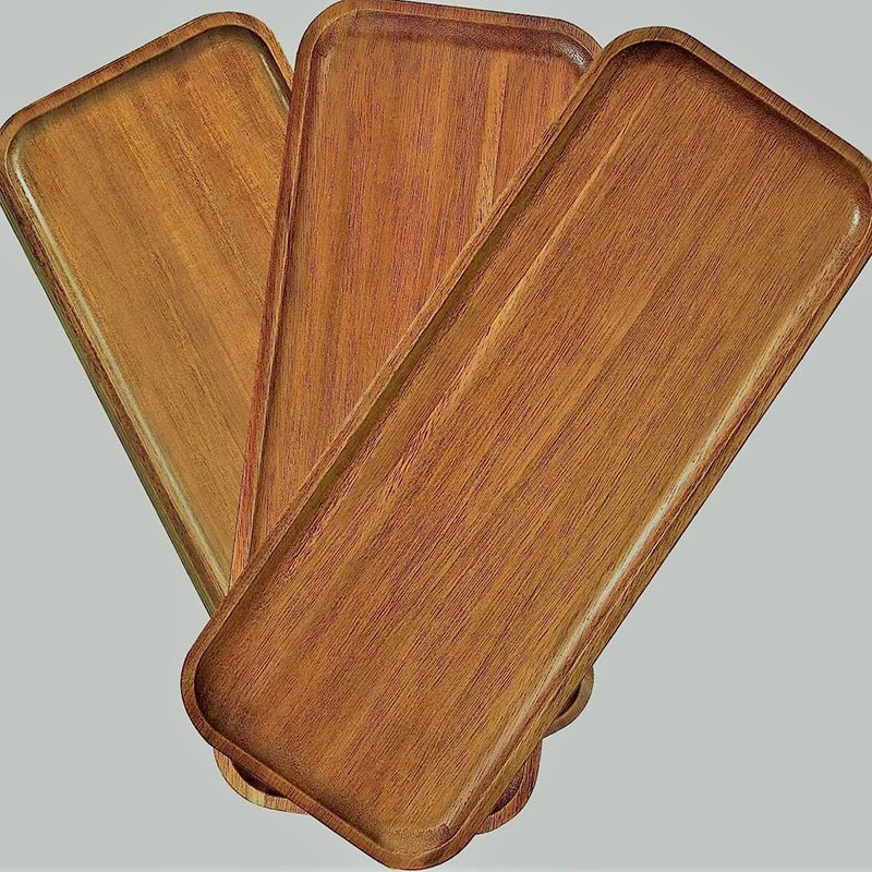 מגש עץ מלא אליפטי בסגנון ג'פנדי | דגם Zen Wood Tray - My Store