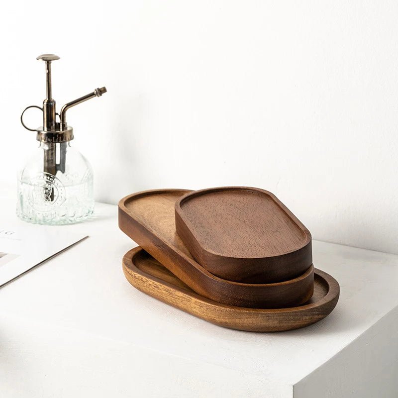 מגש עץ מלא אליפטי בסגנון ג'פנדי | דגם Zen Wood Tray - My Store