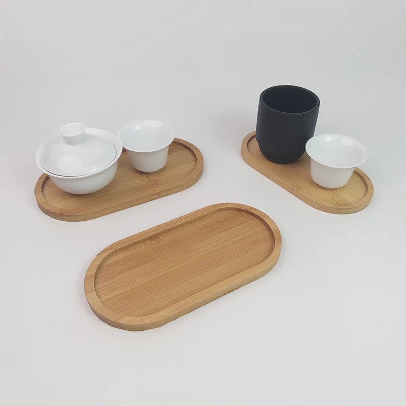 מגש עץ מלא אליפטי בסגנון ג'פנדי | דגם Zen Wood Tray - My Store